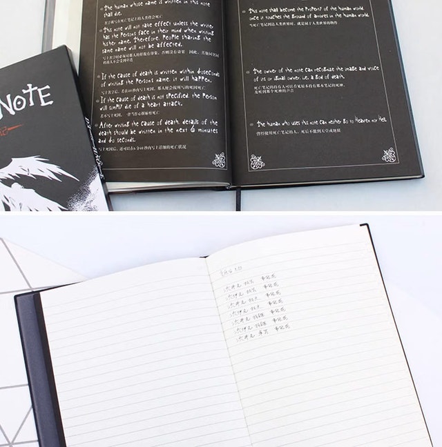 NEW 4 PCS Set Death Note Book Journal, Feather Pen, L Necklace - photo 5