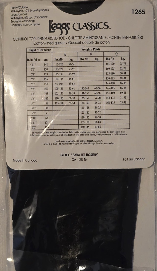 RARE Vintage Pantyhose L'EGGS Classics Black Size A SEALED - photo 2