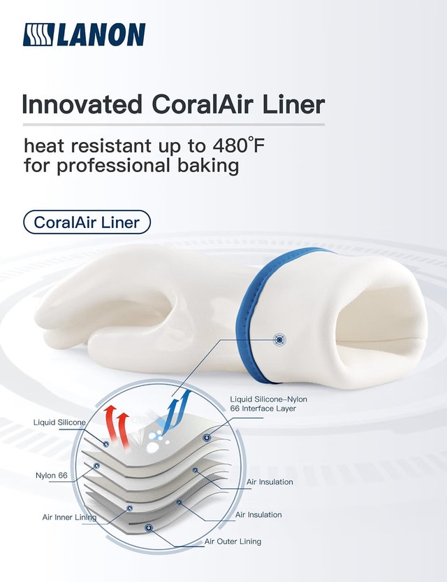 NEW LANON Liquid Silicone Oven Mitts, Heat Resistant, CoralAir - photo 2