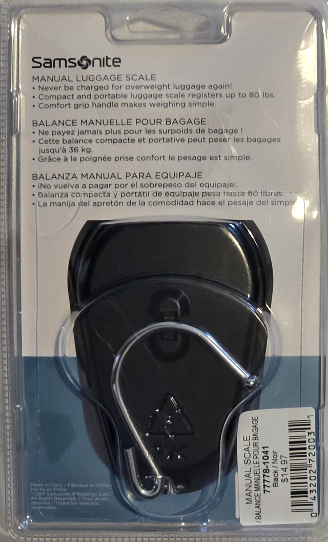 NEW Samsonite Manual Luggage Scale, Black International Carry-on - photo 3