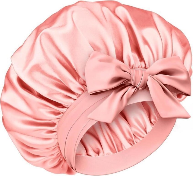 Satin Sleep Pink Bonnet Women Adjustable Tie Band Hair Bonnet - photo 2