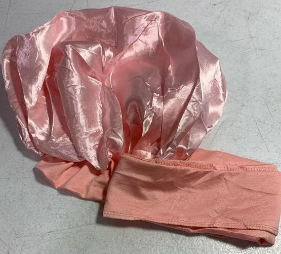 Satin Sleep Pink Bonnet Women Adjustable Tie Band Hair Bonnet - photo 4