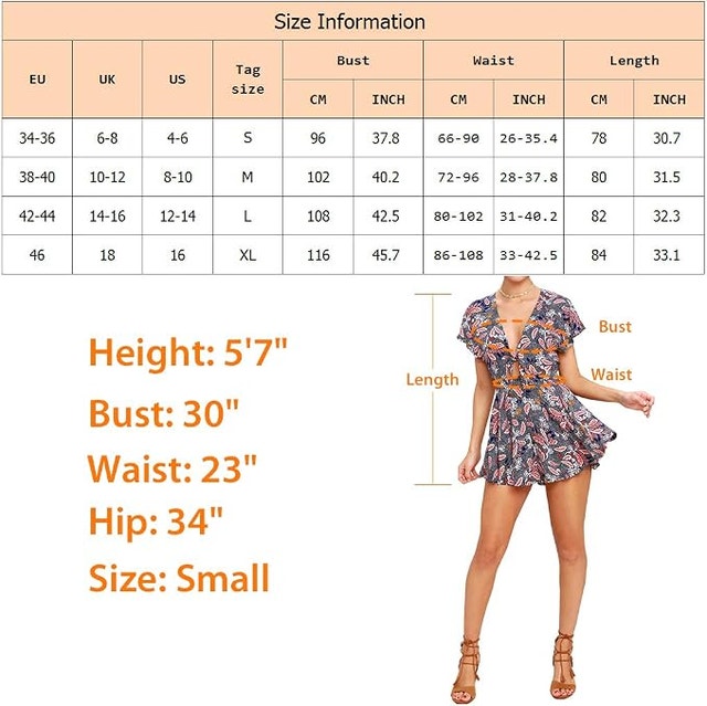 NEW AGQT Women's Med Orange V Neck Self Tie Front Romper - photo 3