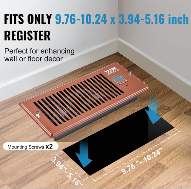 NEW VEVOR Register Booster Fan, Quiet Vent Booster 4”x10” - photo 2