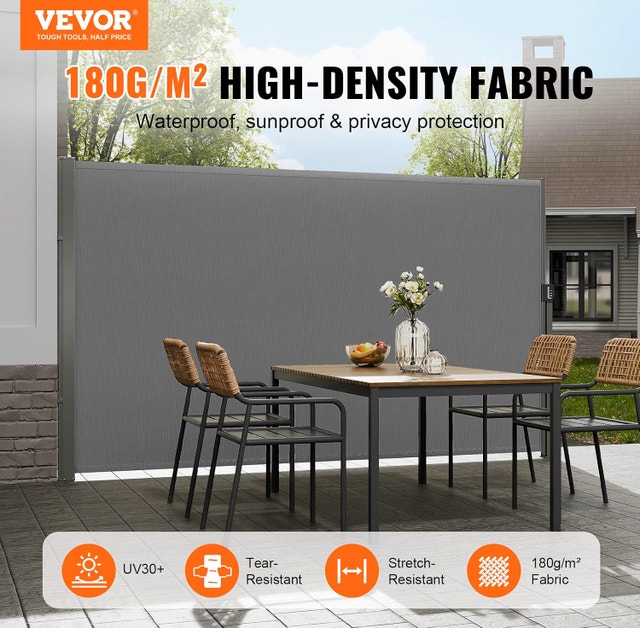 NEW Retractable Side Awning, 71''x 138'' Outdoor Privacy Screen