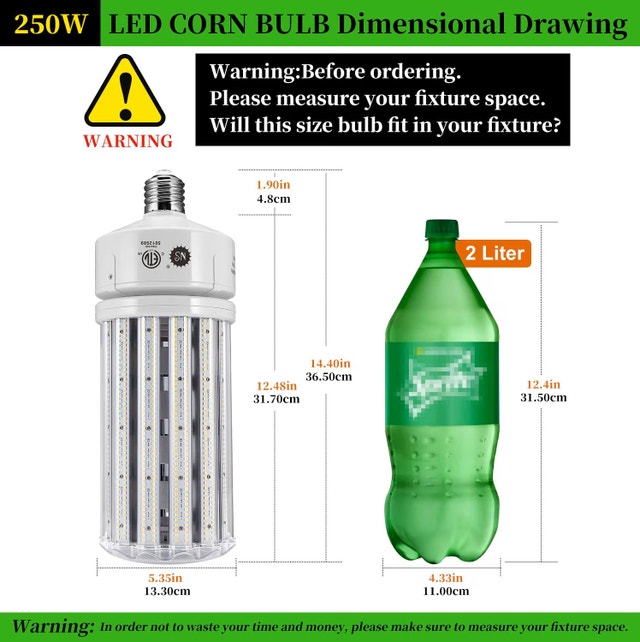 NEW NS 250W LED Corn Cob Light Bulb, 1000 Watt Metal 5000K - photo 3