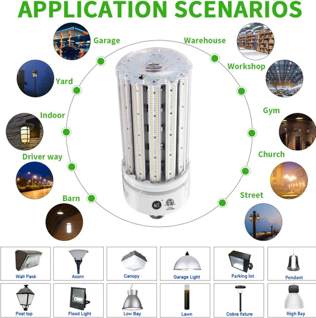 NEW NS 250W LED Corn Cob Light Bulb, 1000 Watt Metal 5000K - photo 5