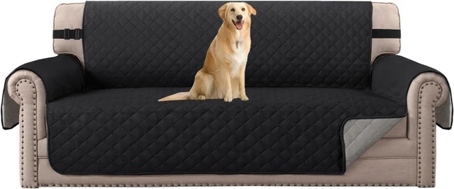 Reversible 68" Black Sofa Cover for 3 Cushion Couch