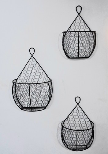Set of 3 Decorative Hanging Wire Baskets