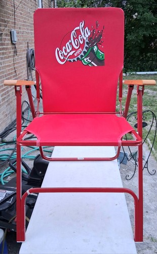Coca Cola Folding Metal Chair with Wood Arms 1998 Ad - photo 4