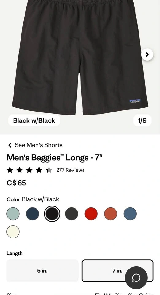 Patagonia 7” Baggies Black Shorts - photo 5