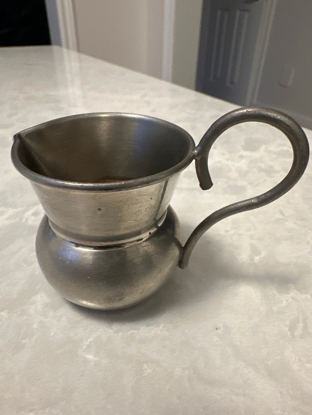 Vintage miniature pewter creamer pitcher. Italy.