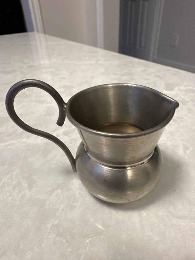 Vintage miniature pewter creamer pitcher. Italy. - photo 2