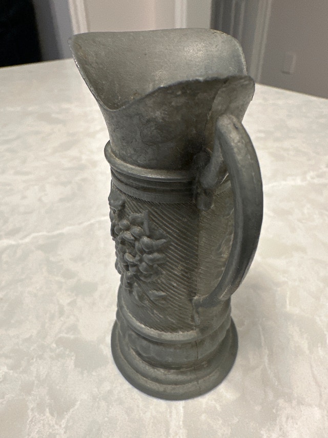 Miniature Cast Metal Ornamental Vessel Rose Relief Collectible - photo 5