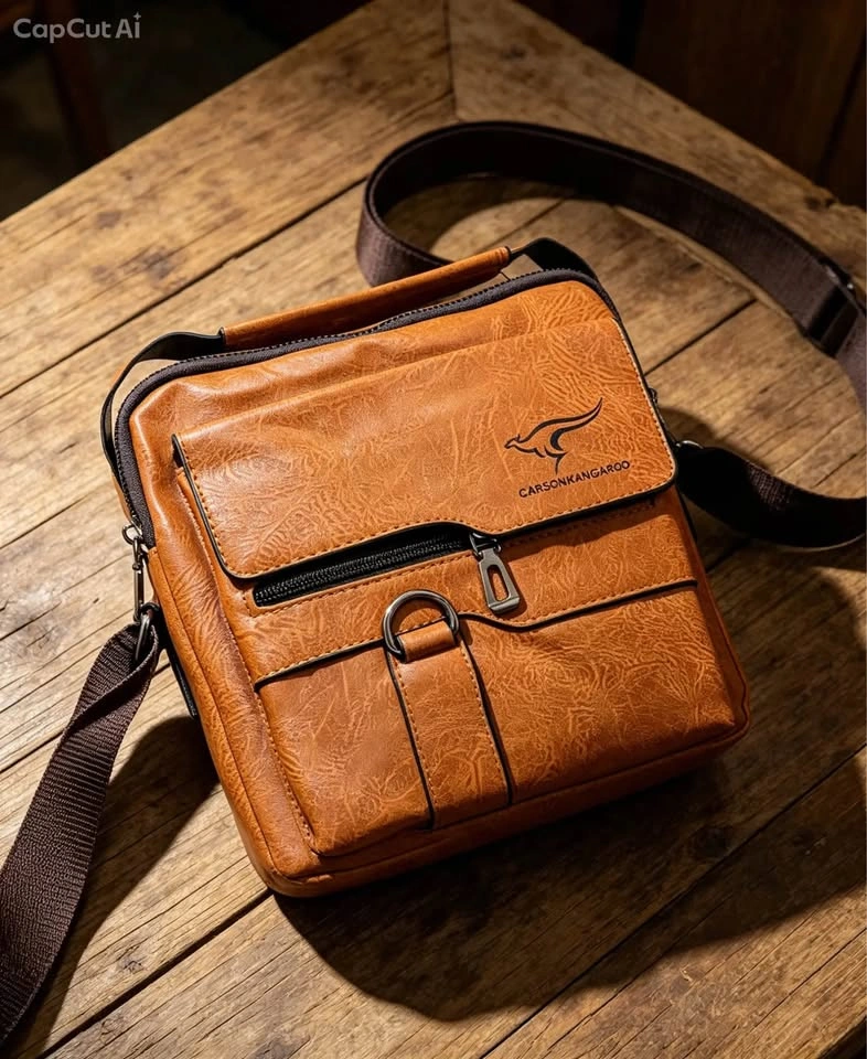 Men's Faux Leather Crossbody Bag, Casual Style - photo 3