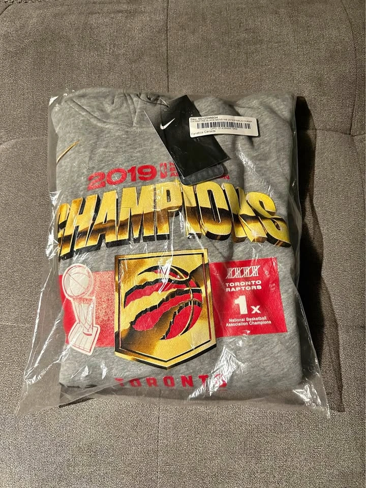 Sz L Men's Nike Heather Gray Toronto Raptors 2019 NBA Finals Cha
