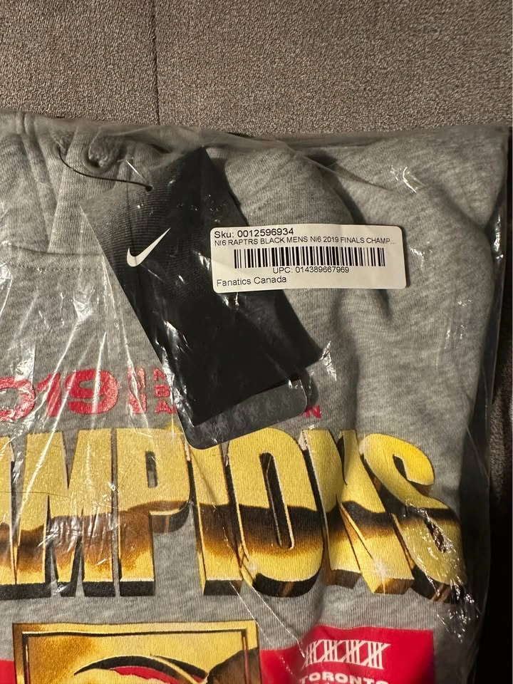 Sz L Men's Nike Heather Gray Toronto Raptors 2019 NBA Finals Cha - photo 2