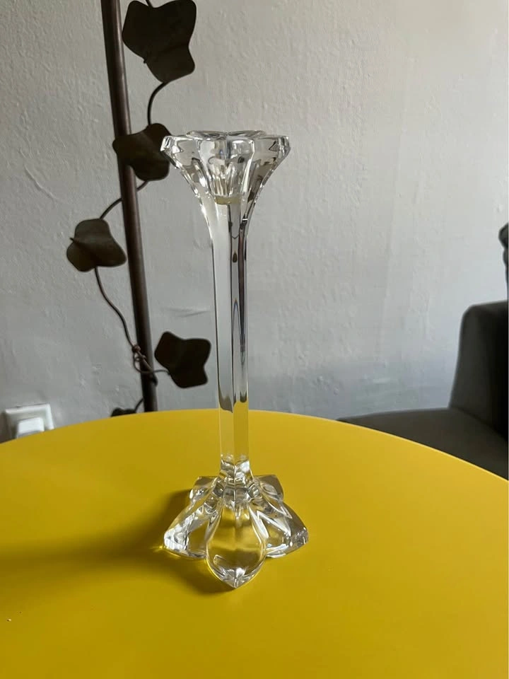 Vintage Ornate Glass/Crystal Candleholder (9”)