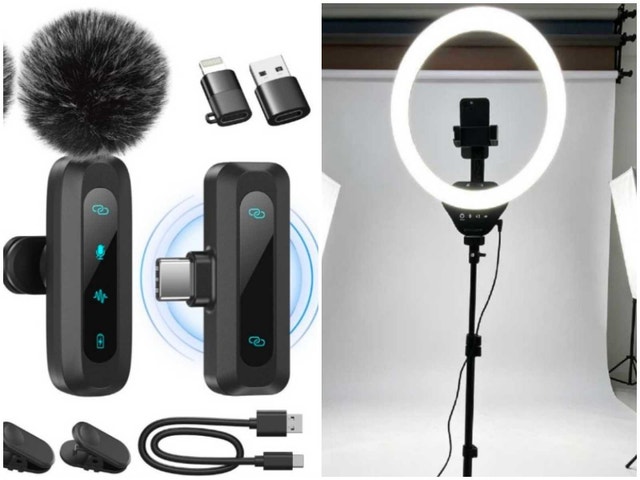 12-inch Ring Light and Wireless Microphone Combo