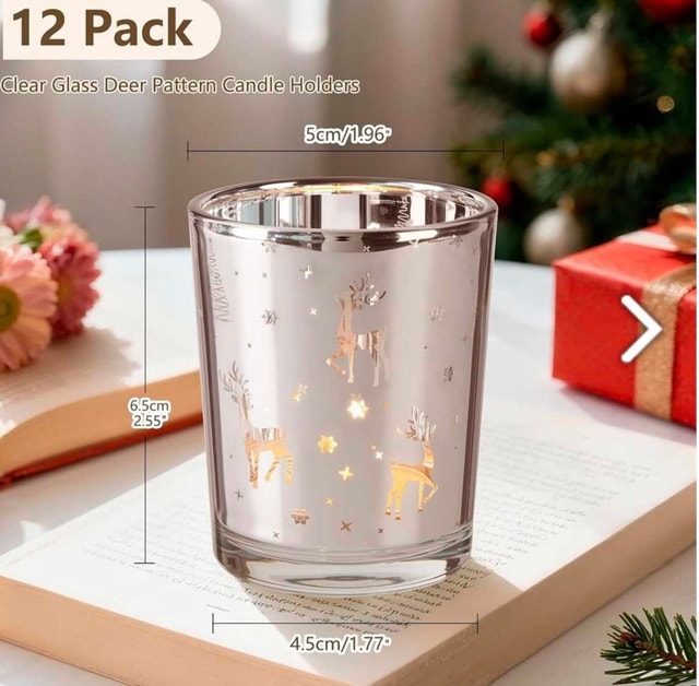 Set of 12 Glass Tea Light Candle Holders - photo 2
