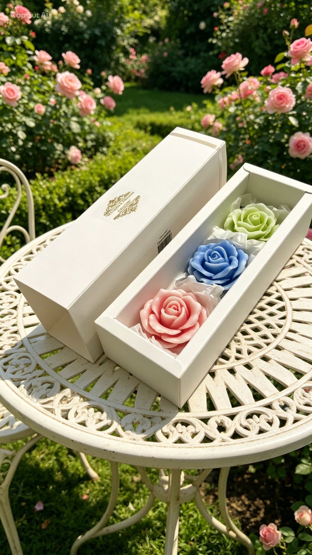 Handmade rose candle box 20.5X 7.5X5 assorted colors