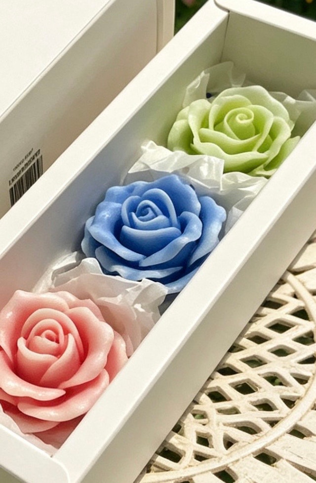Handmade rose candle box 20.5X 7.5X5 assorted colors - photo 2