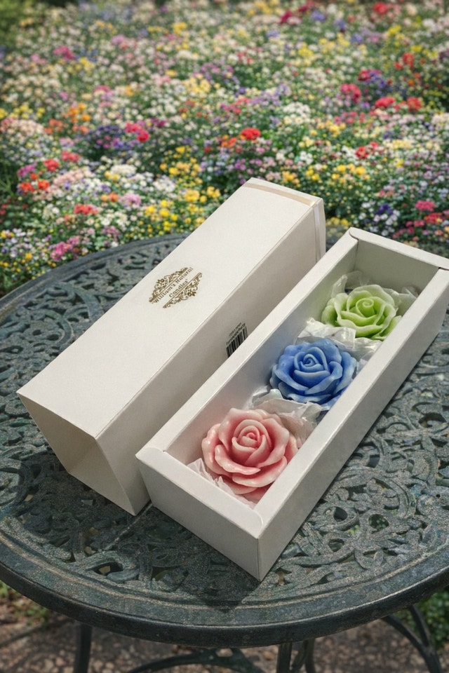 Handmade rose candle box 20.5X 7.5X5 assorted colors - photo 3
