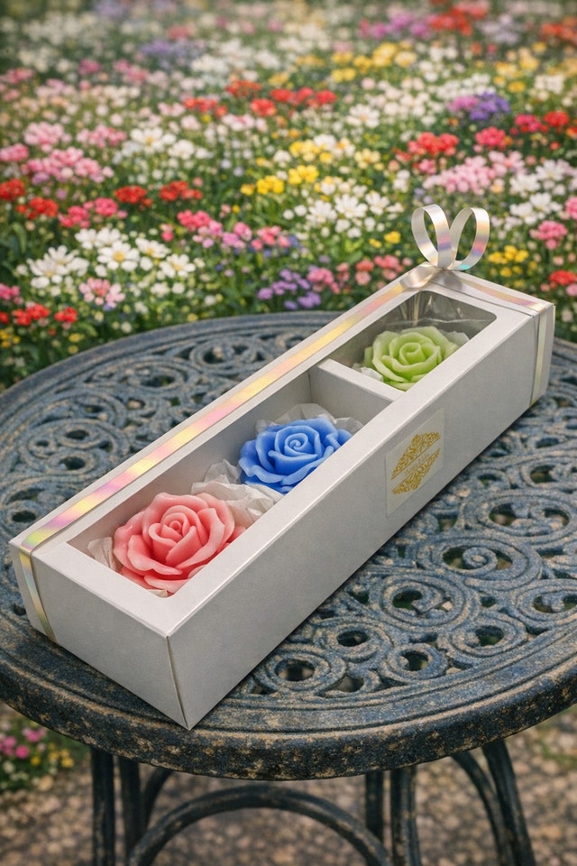 Handmade rose candle box 20.5X 7.5X5 assorted colors - photo 4