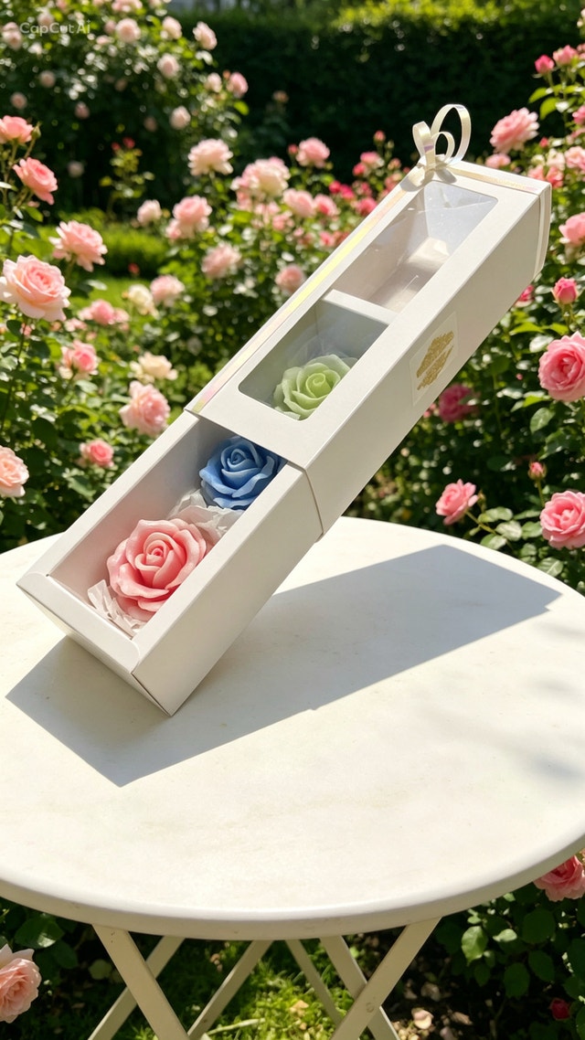 Handmade rose candle box 20.5X 7.5X5 assorted colors - photo 5