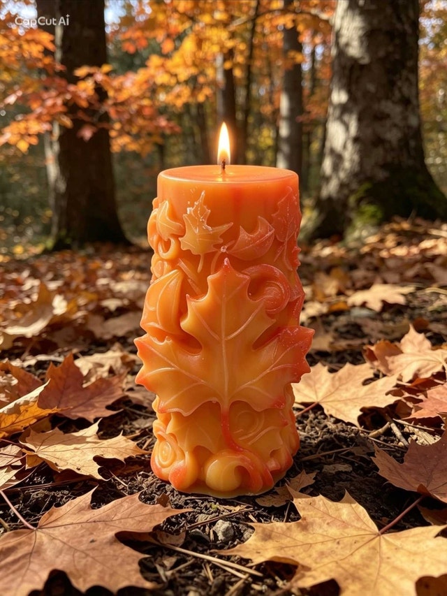 Handcrafted Maple Leaf Decorative Candle 12cm