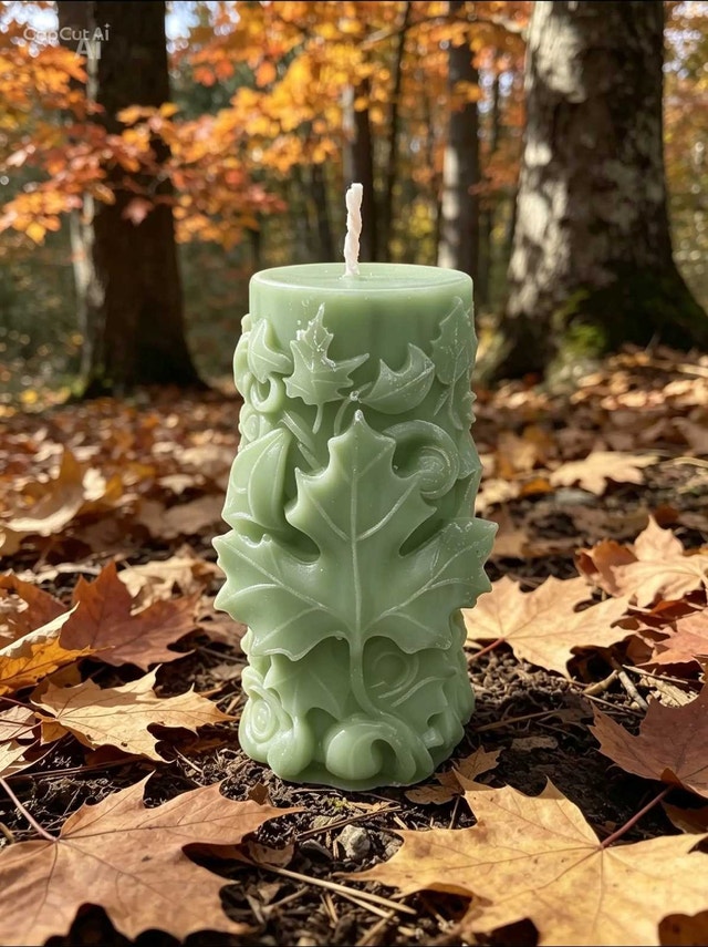 Handcrafted Maple Leaf Decorative Candle 12cm - photo 3