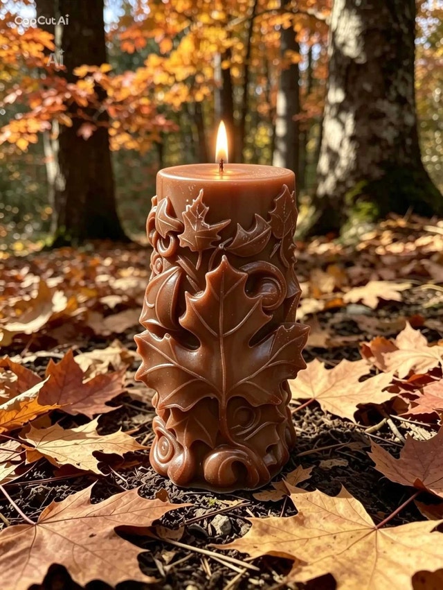 Handcrafted Maple Leaf Decorative Candle 12cm - photo 5