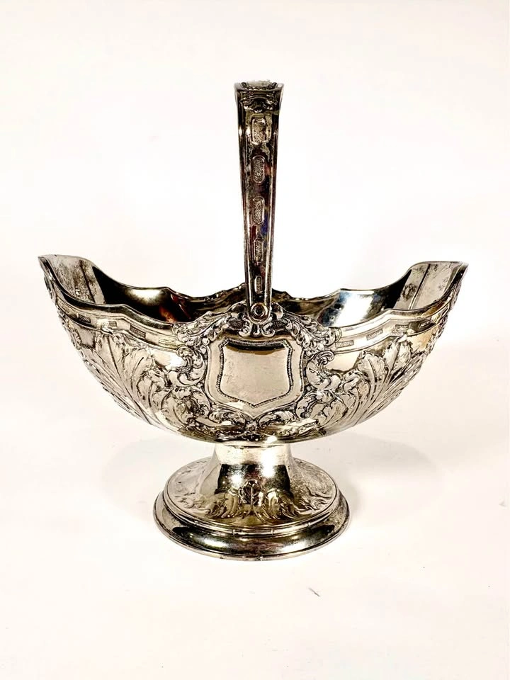 Vintage Ornate Silver Footed Centerpiece Basket with Swing Handl - photo 2