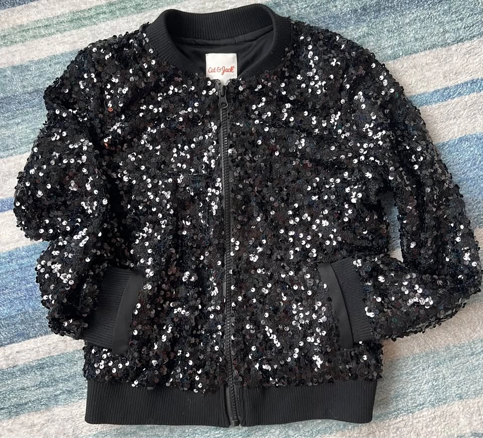 Cat & Jack girls' full-zip sequin bomber jacket - SIZE 8 - Used