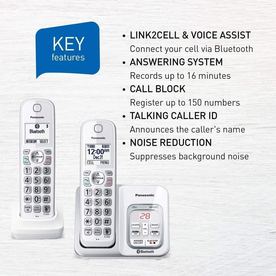 Panasonic KX-TGD592CW DECT 6.0 Cordless Phone - 2 Handsets - photo 2