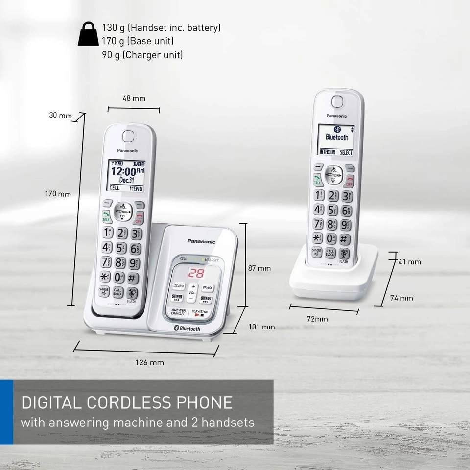 Panasonic KX-TGD592CW DECT 6.0 Cordless Phone - 2 Handsets - photo 3