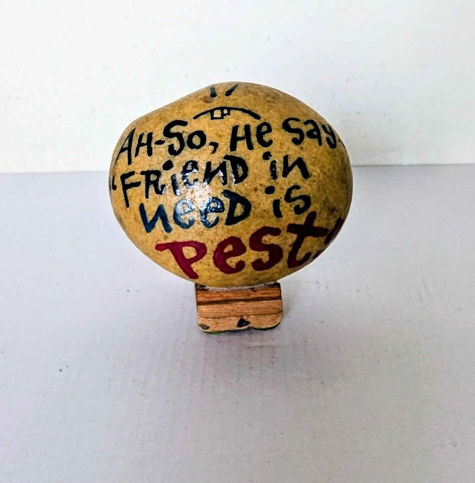Vintage Folk Art Hand-Painted Rock by Edmonton Artist Dan Mellec