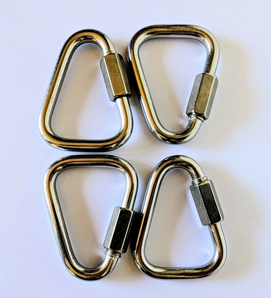 Set of 4 Stainless Steel 3-Inch Quick Link Delta Carabiners