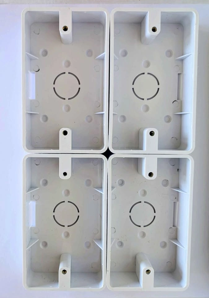 Set of 4 White Plastic Single-gang Surface Mount Electrical Back