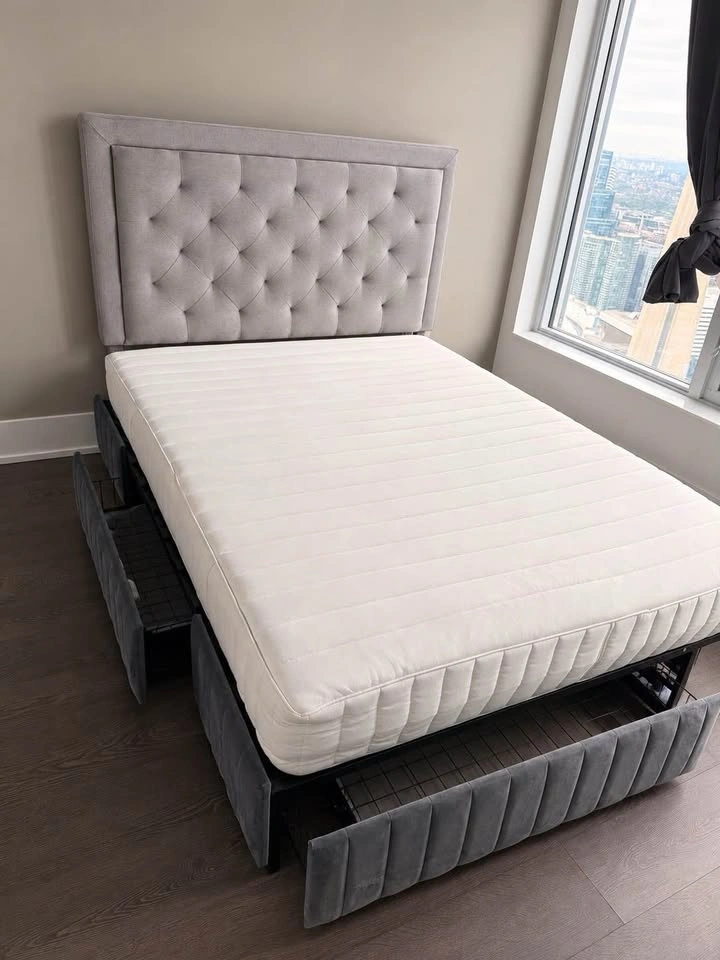 Queen Upholstered Storage Bed Frame + Tufted Headboard - photo 5