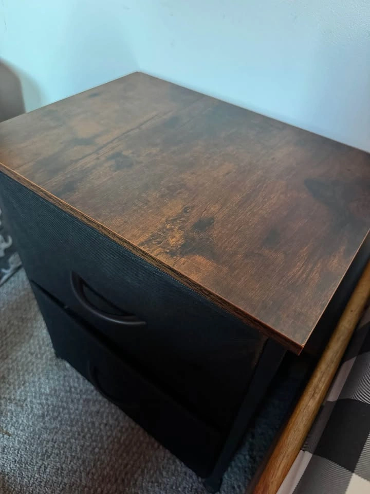 2-Drawer Nightstand with Rustic Wood Top - photo 2