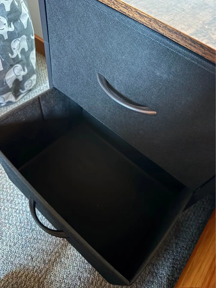 2-Drawer Nightstand with Rustic Wood Top - photo 3