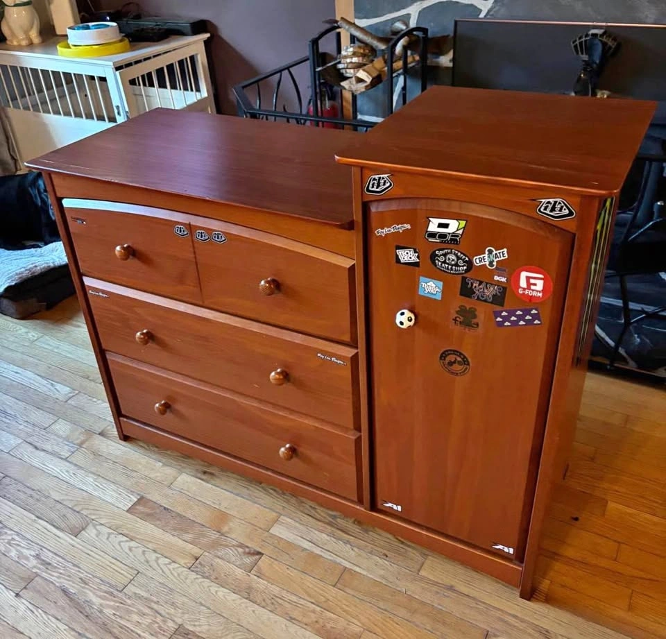 Wooden Combo Dresser with Side Cabinet