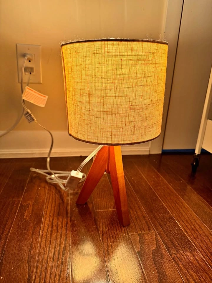 Mid-Century Modern Wood Tripod Table Lamp