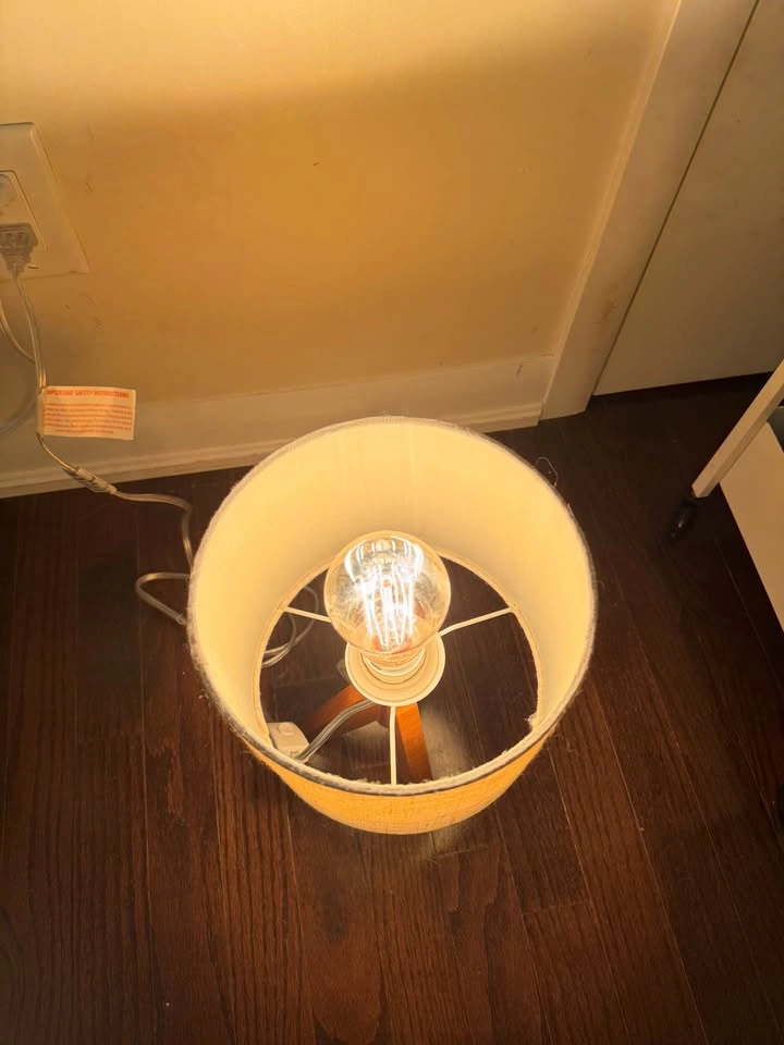 Mid-Century Modern Wood Tripod Table Lamp - photo 2