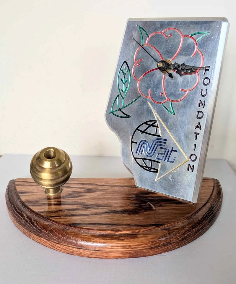 Vintage NAIT Foundation Desk Clock and Pen Holder