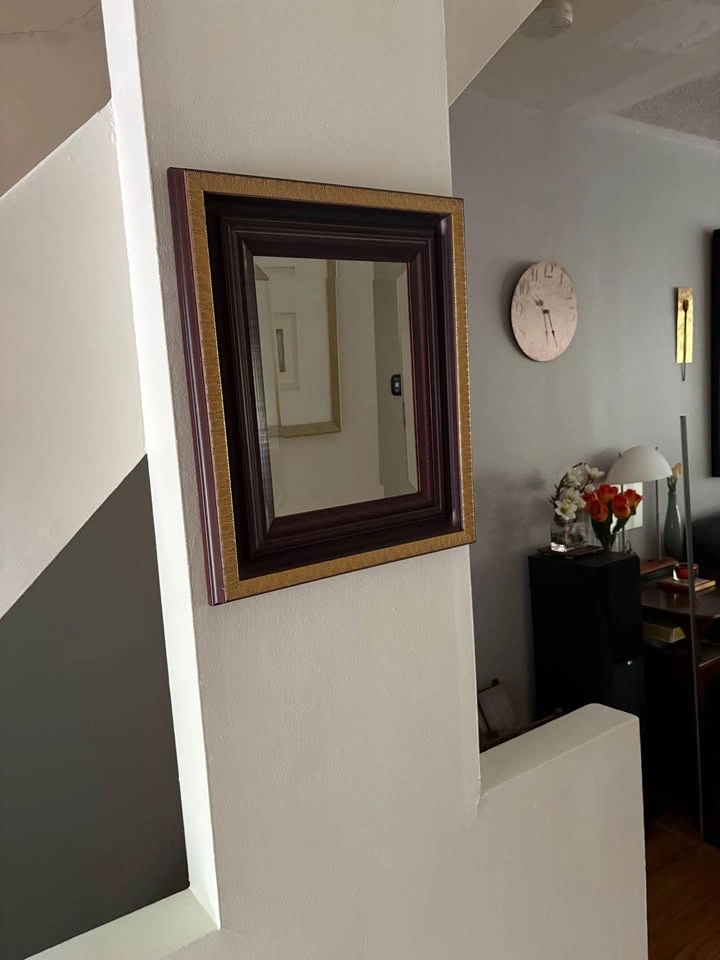 Vintage Beveled Wall Mirror with Gold Embossed Trim Frame - photo 3