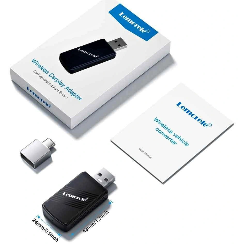 Wireless CarPlay and Android Auto Adapter (2-in-1)