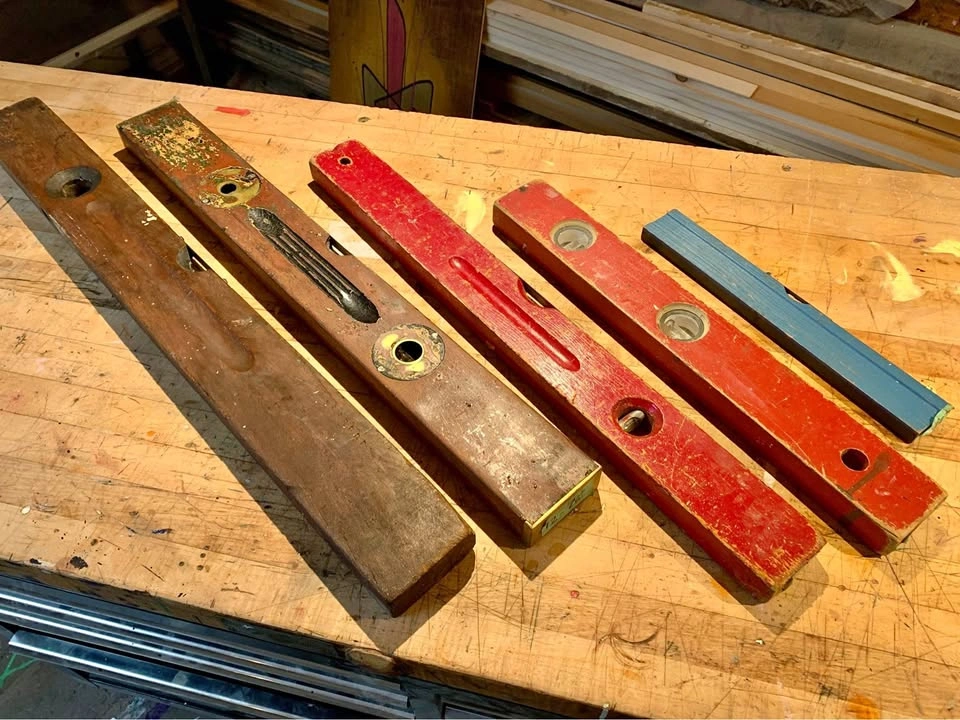 Woodworking levels - antique vintage wooden
