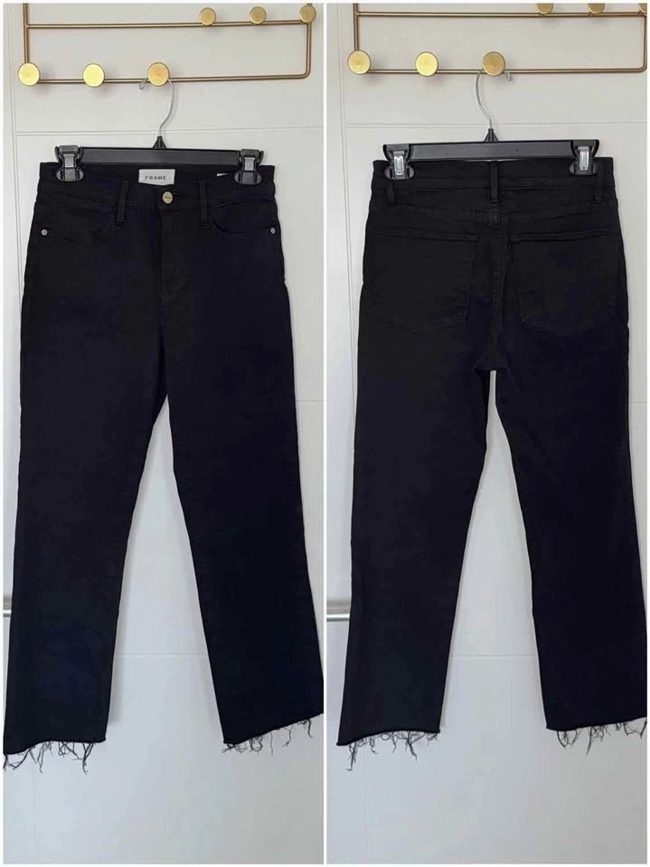Frame Le High Rise Straight Jeans with Raw Hem - photo 3